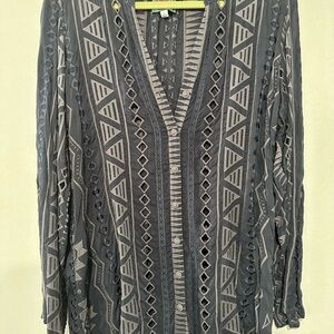 Johnny Was Purple/Gray Geometric Button Down Shirt